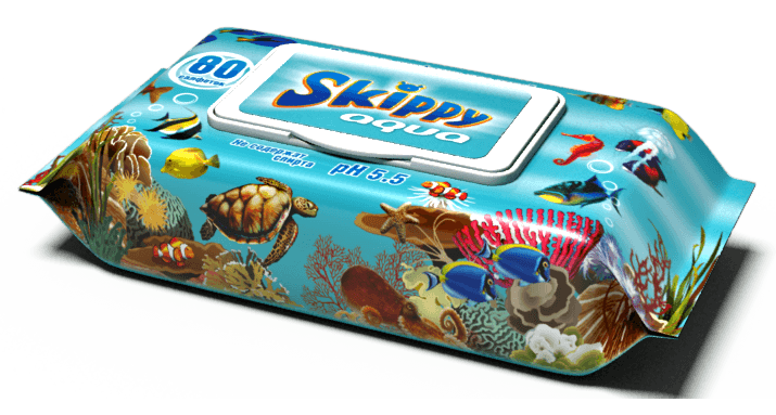 Влажные салфетки Skippy Aqua 80шт от магазина www.vezetmame.ru