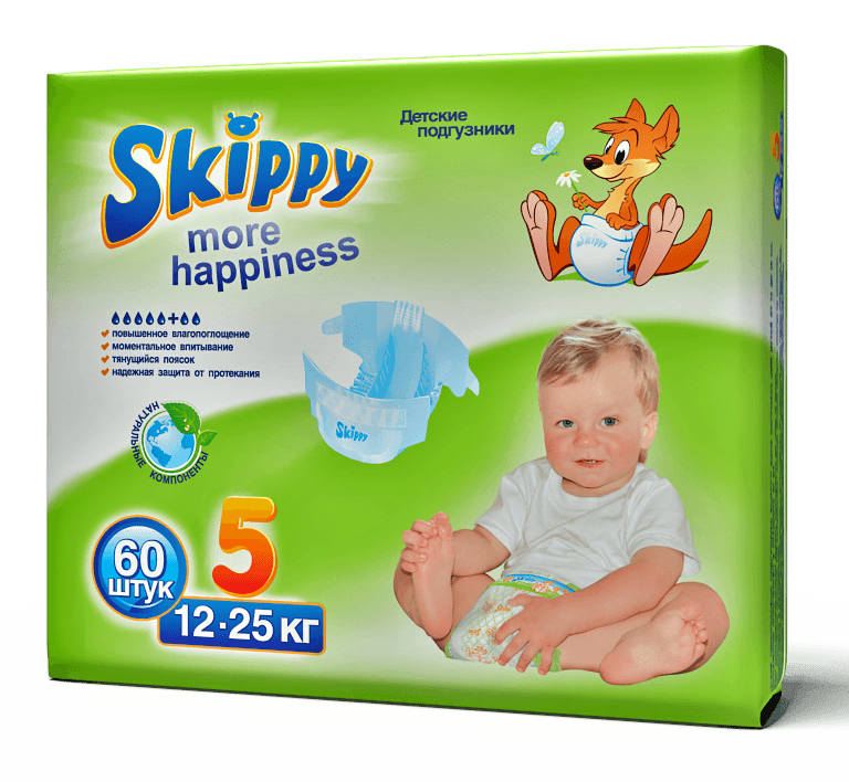 Подгузники Skippy More Happiness рр5 (12-25кг) 60шт в магазине Везет Маме